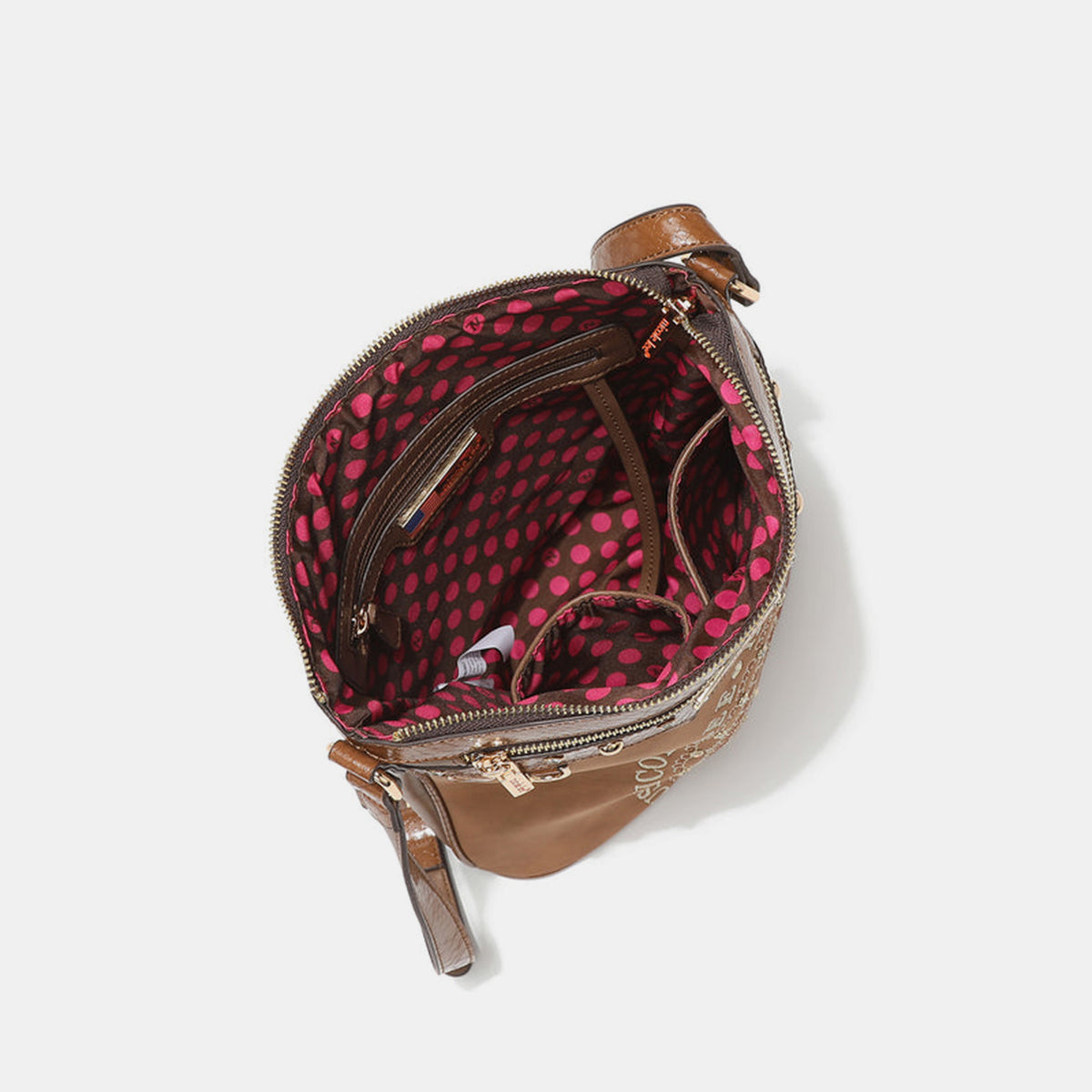 Nicole Lee USA Nikky Metallic Stitching Embroidery Inlaid Rhinestone Crossbody Bag