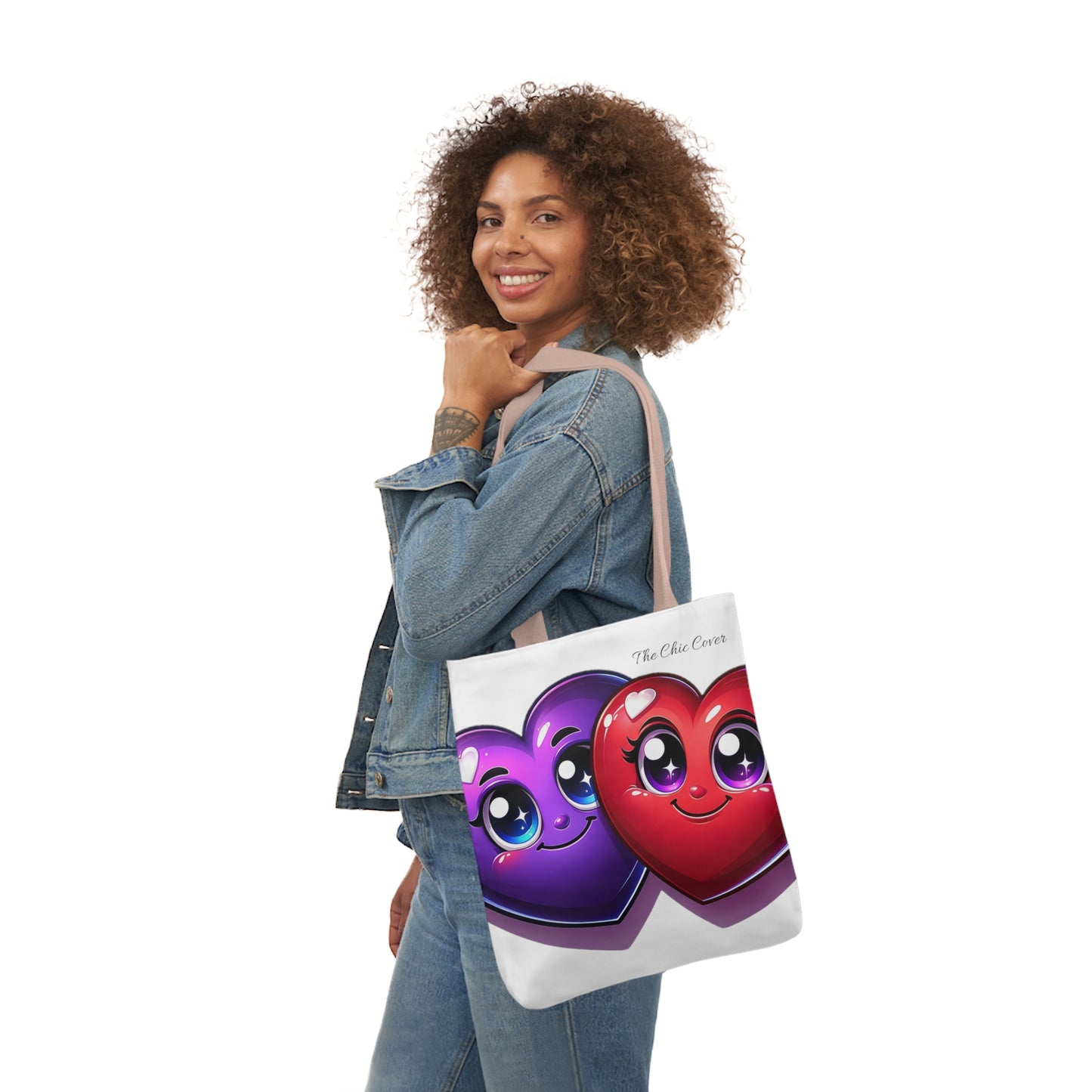 Hearts Polyester Canvas Tote Bag