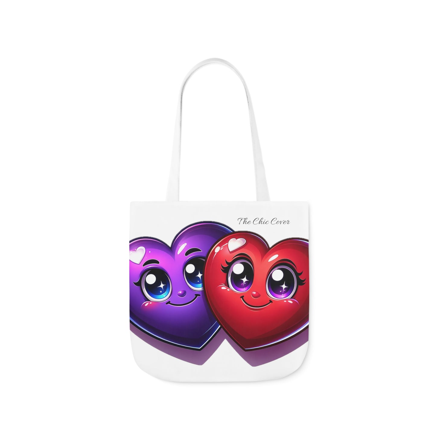 Hearts Polyester Canvas Tote Bag