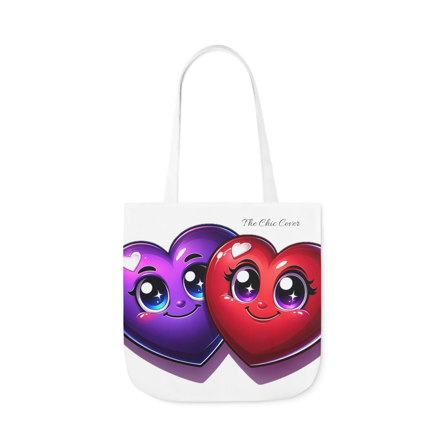 Hearts Polyester Canvas Tote Bag