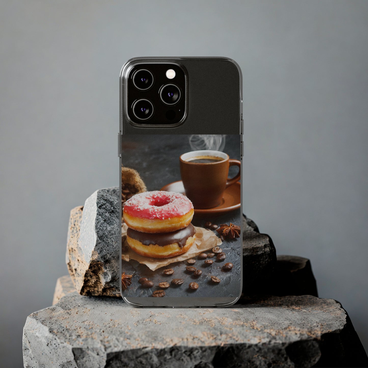 The Donuts And Coffee Clear Silicone Phone Cases