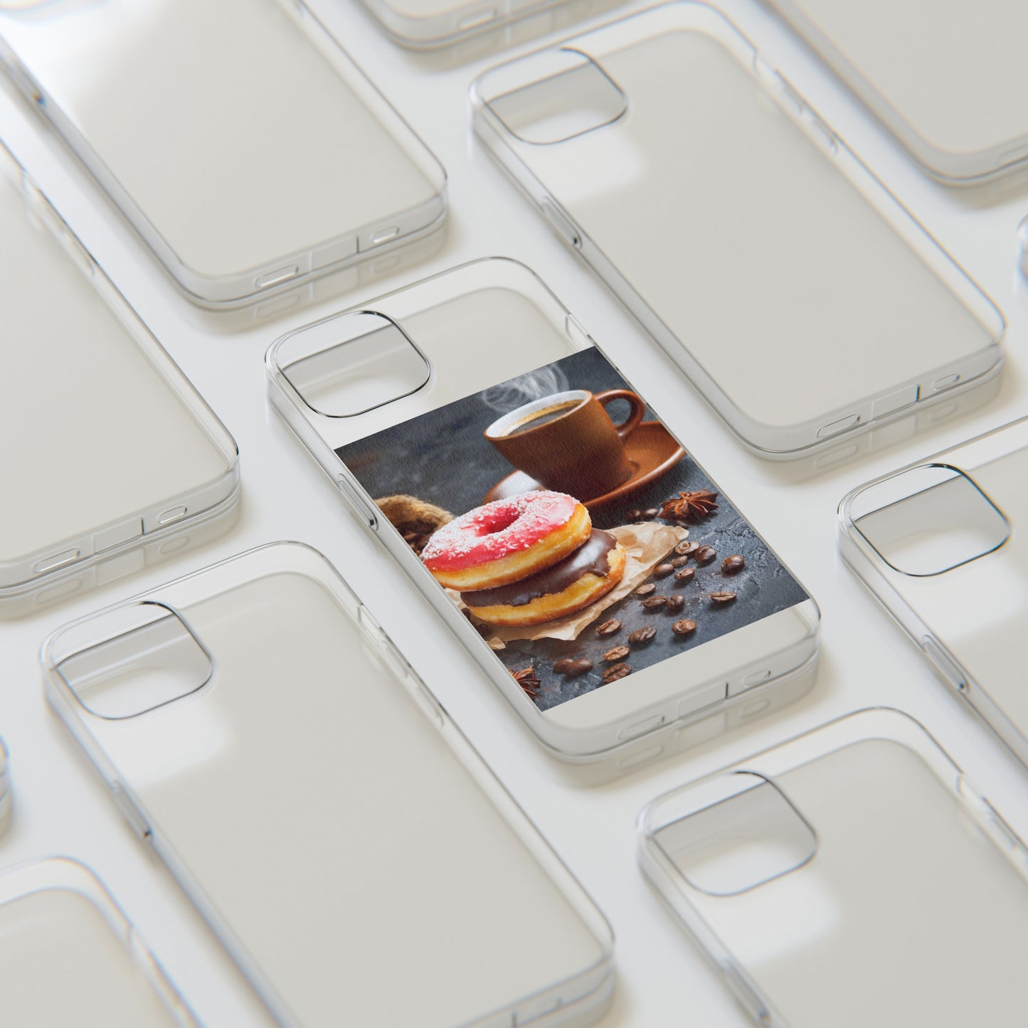 The Donuts And Coffee Clear Silicone Phone Cases