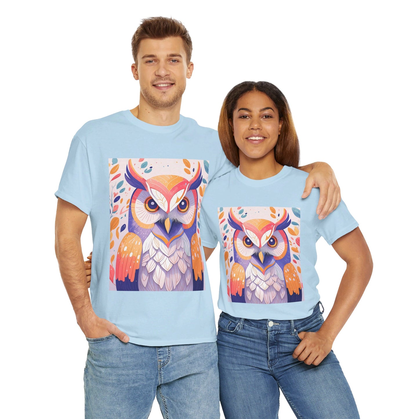 The Lovely Owl Print Modern Style Unisex Heavy Cotton Tee