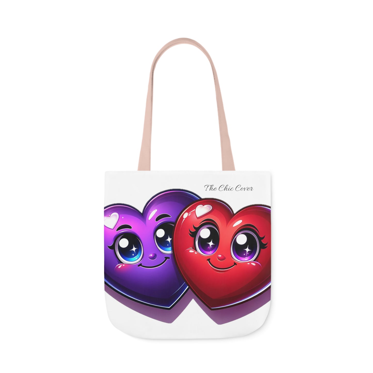 Hearts Polyester Canvas Tote Bag