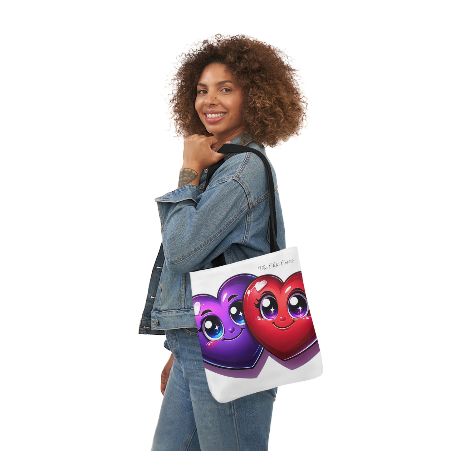 Hearts Polyester Canvas Tote Bag