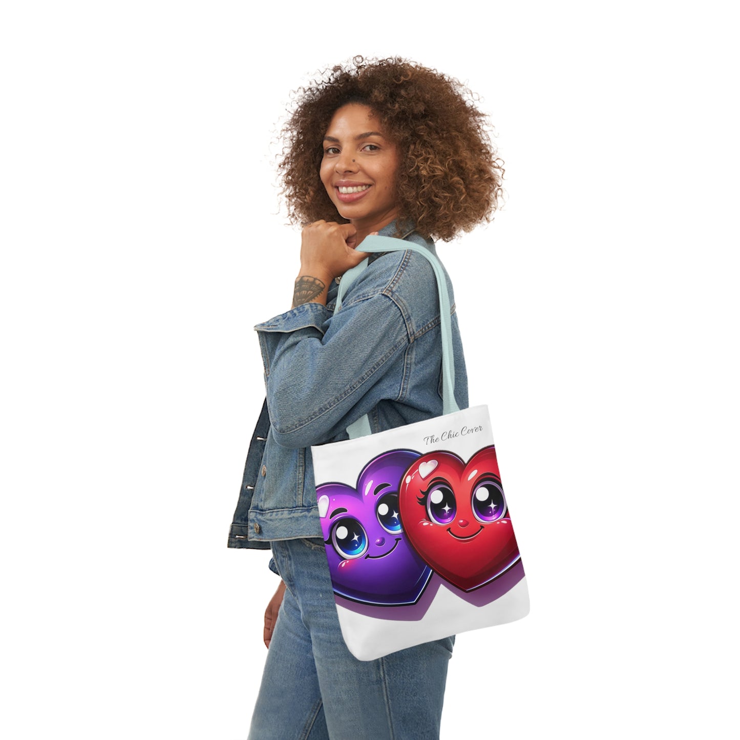 Hearts Polyester Canvas Tote Bag