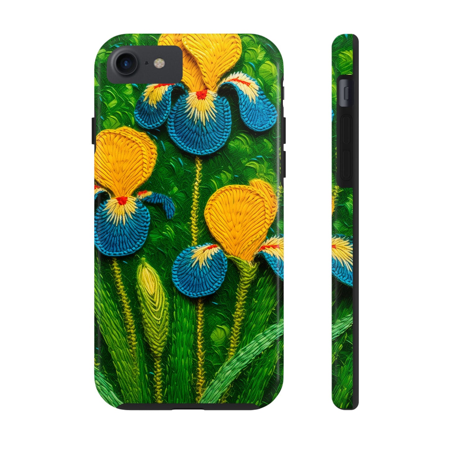 Knitted Yellow-Blue Irises Tough Phone Cases
