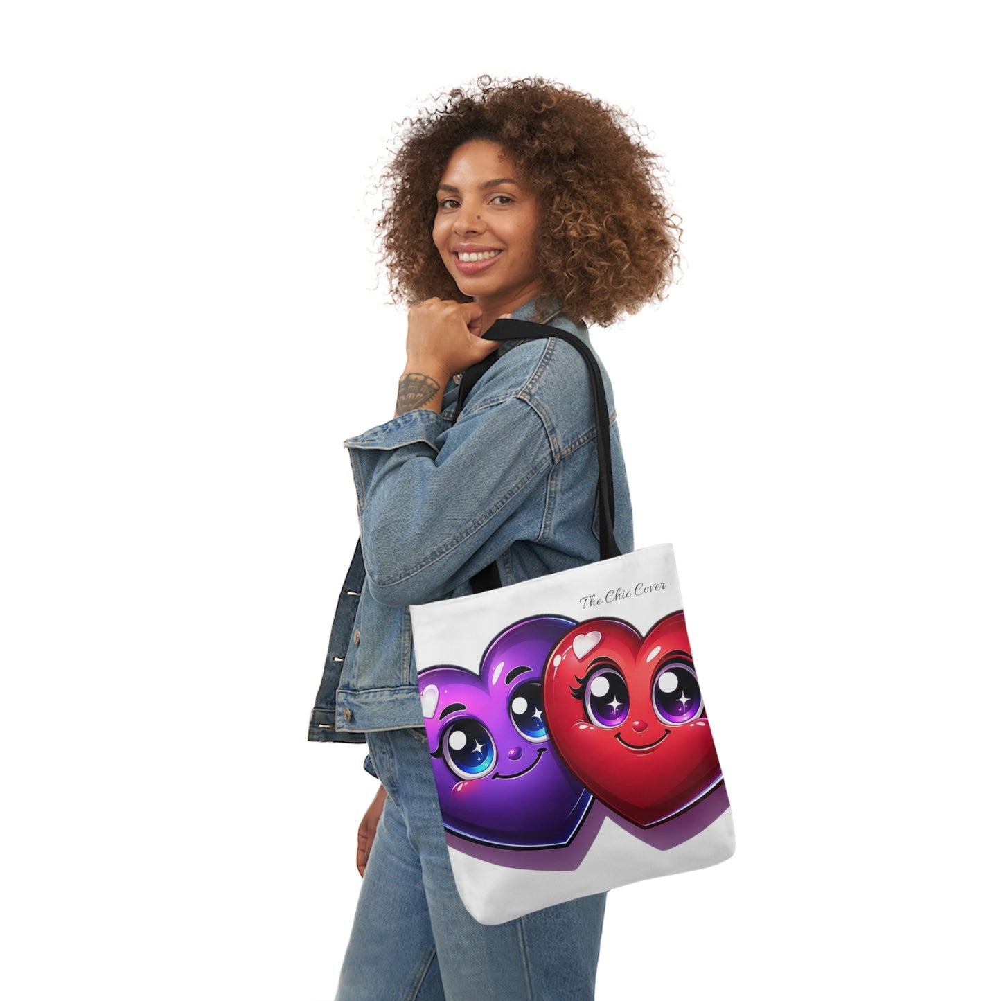 Hearts Polyester Canvas Tote Bag