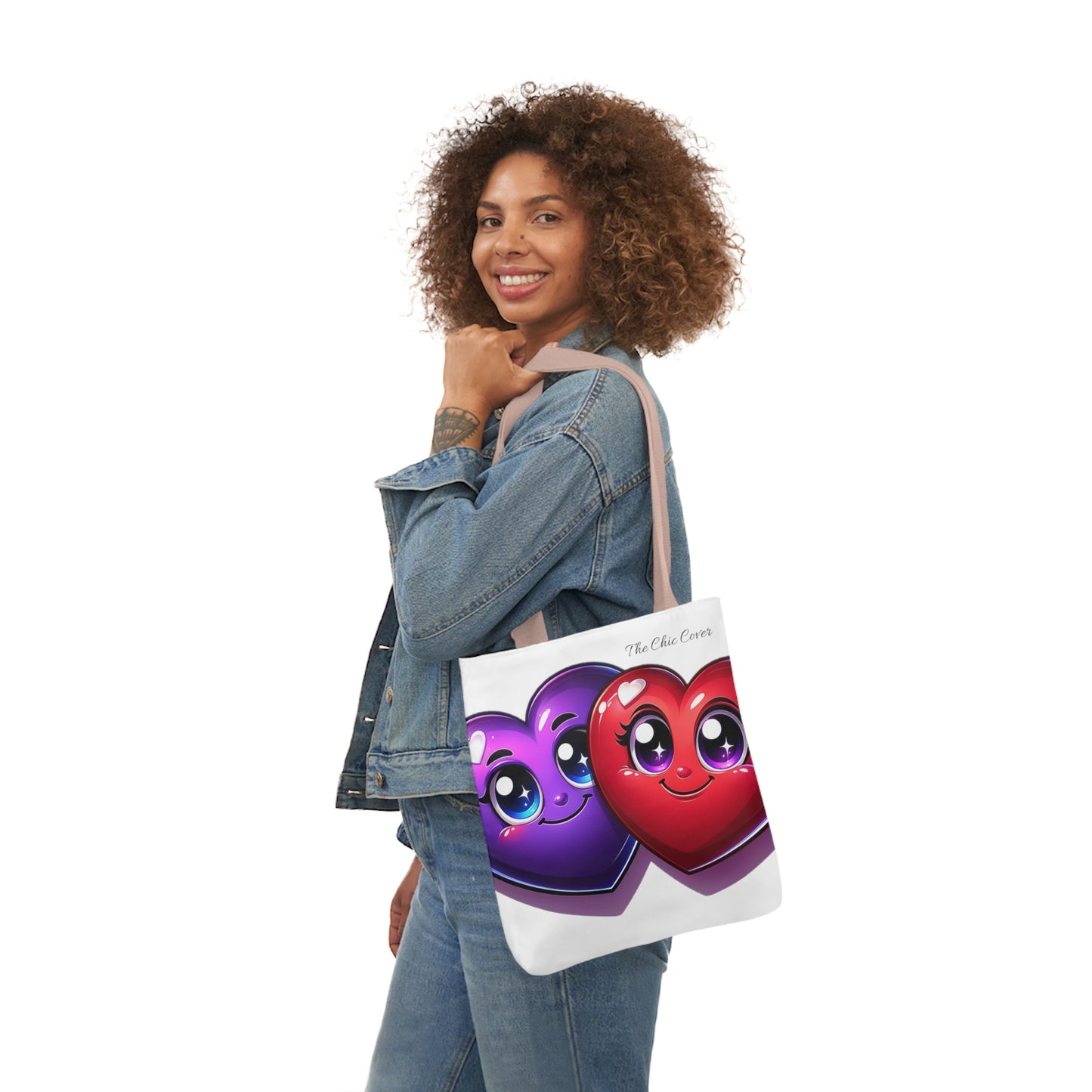 Hearts Polyester Canvas Tote Bag