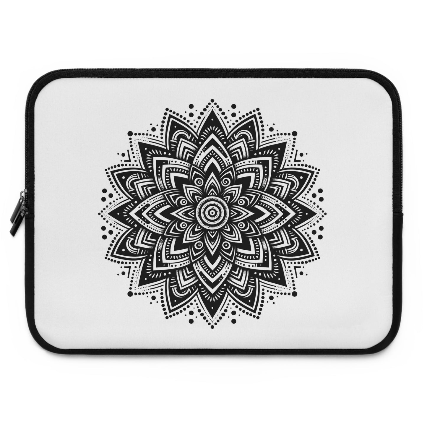 Chic Black Mandala Print Laptop Sleeve