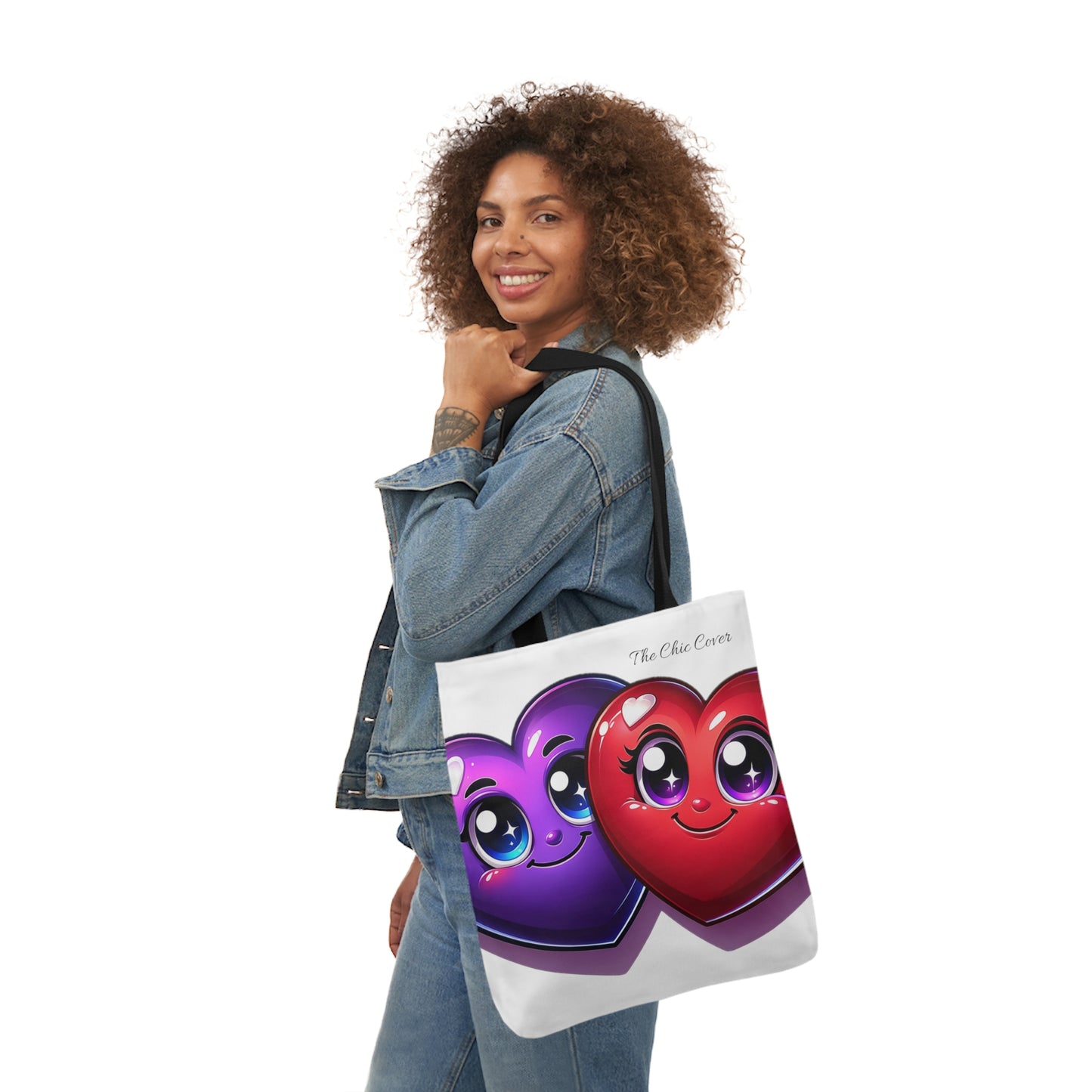 Hearts Polyester Canvas Tote Bag