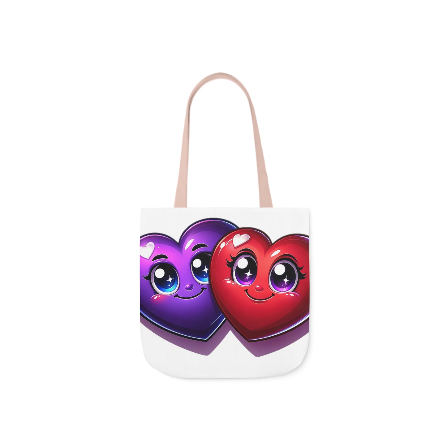 Hearts Polyester Canvas Tote Bag