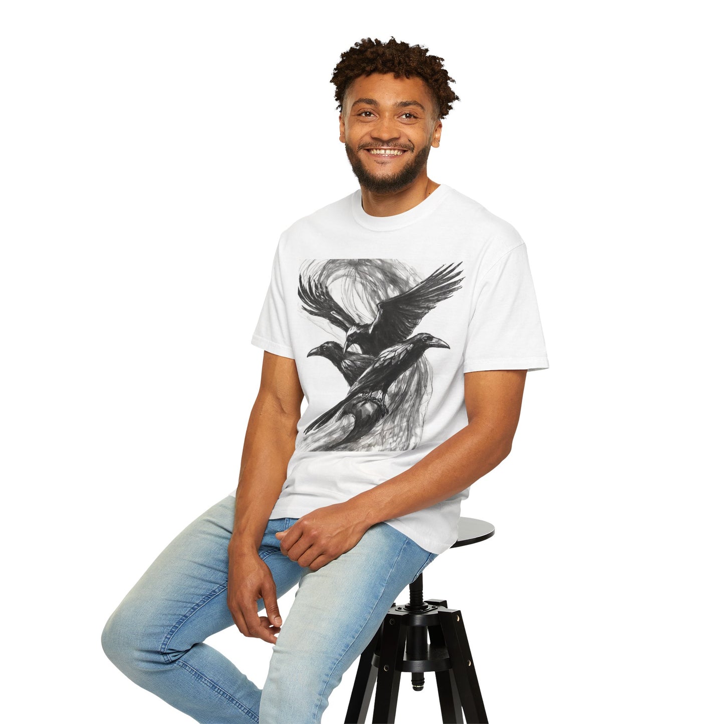 Ravens Black And White Print Halloween Style Unisex T-shirt