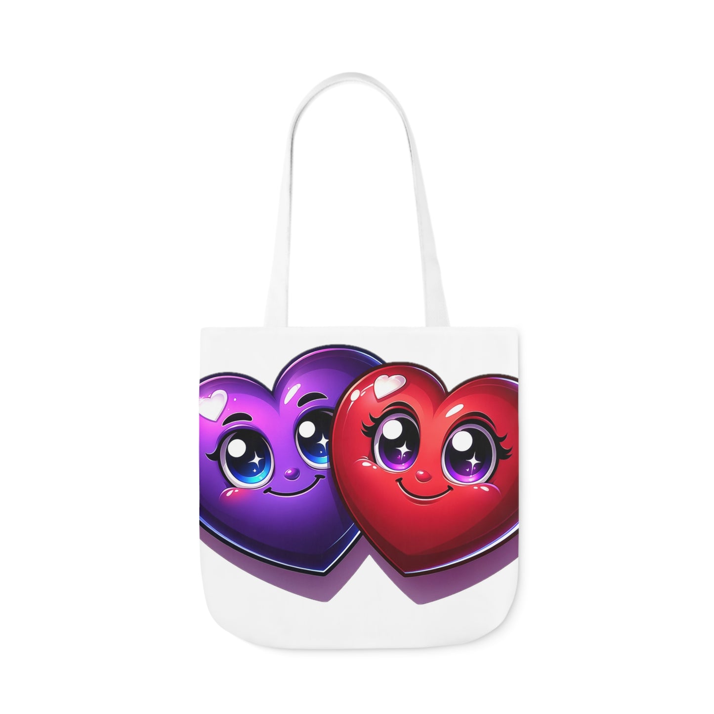 Hearts Polyester Canvas Tote Bag