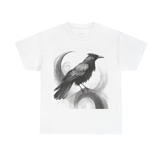 Raven Black And White Print Halloween Style Unisex Heavy Cotton Tee