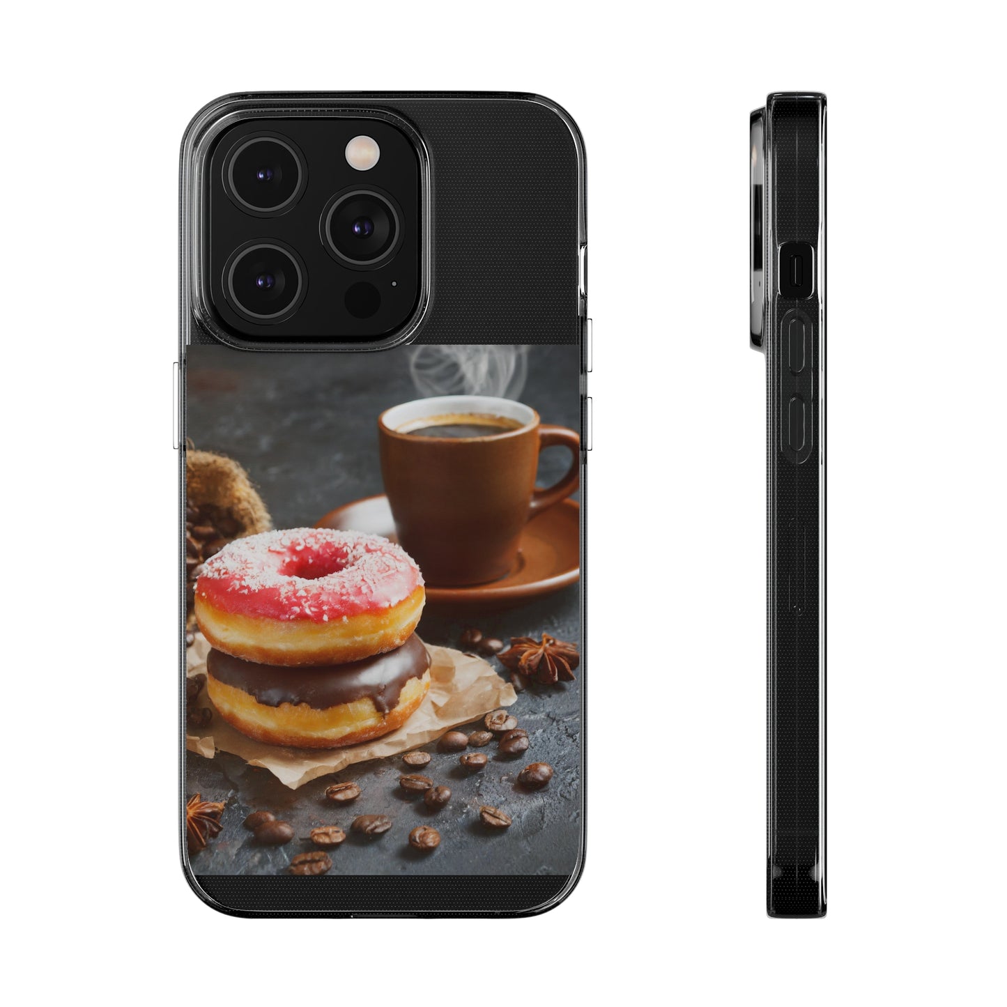 The Donuts And Coffee Clear Silicone Phone Cases