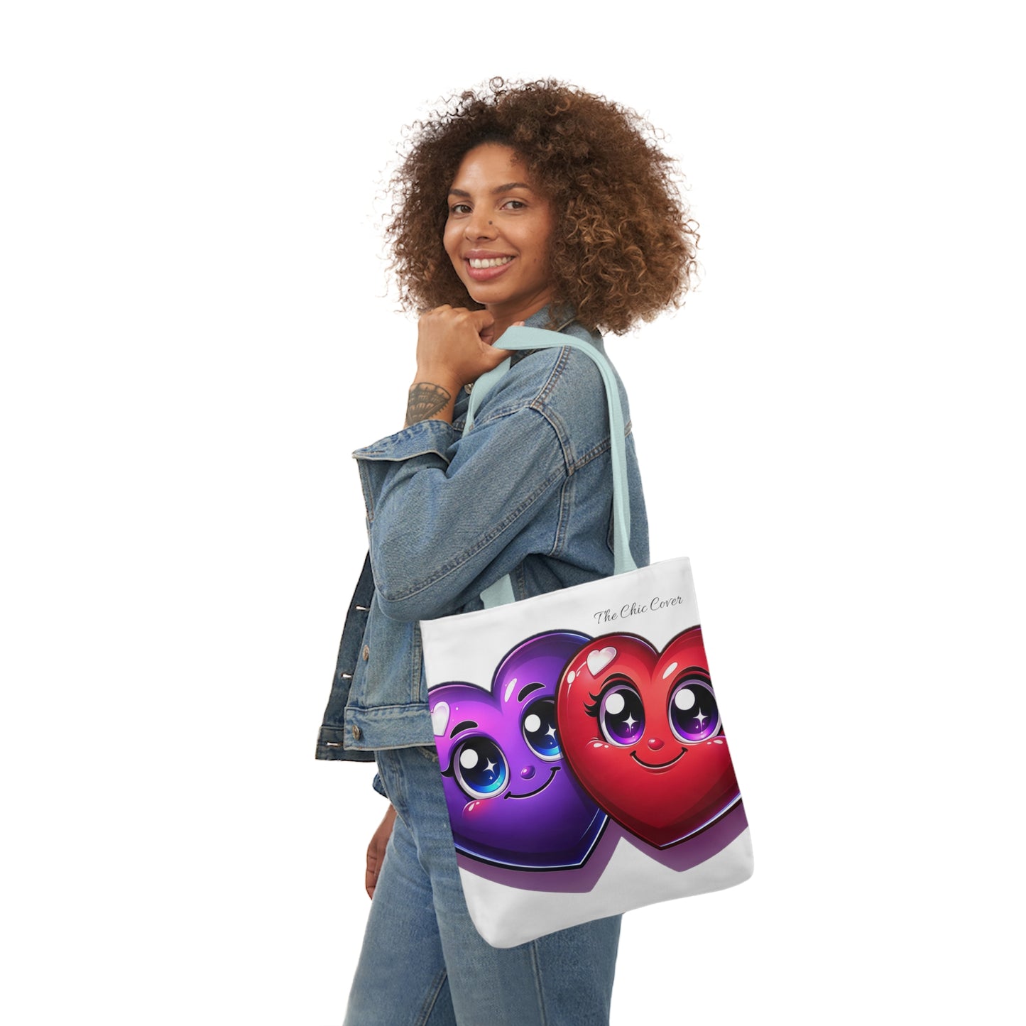 Hearts Polyester Canvas Tote Bag
