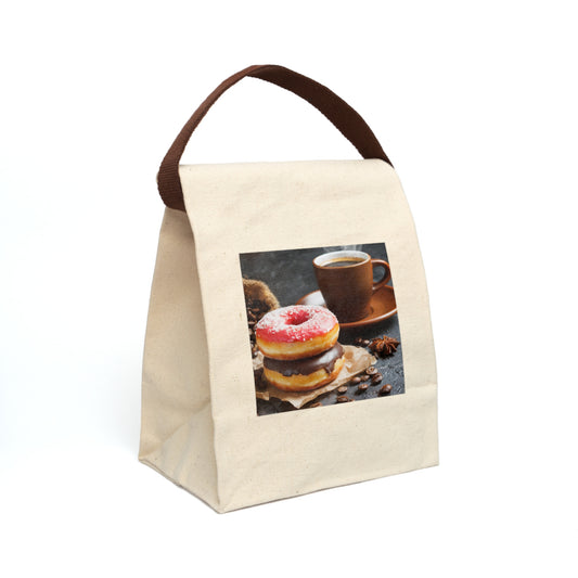 The Donuts Print Cotton Canvas Lunch Bag With Strap