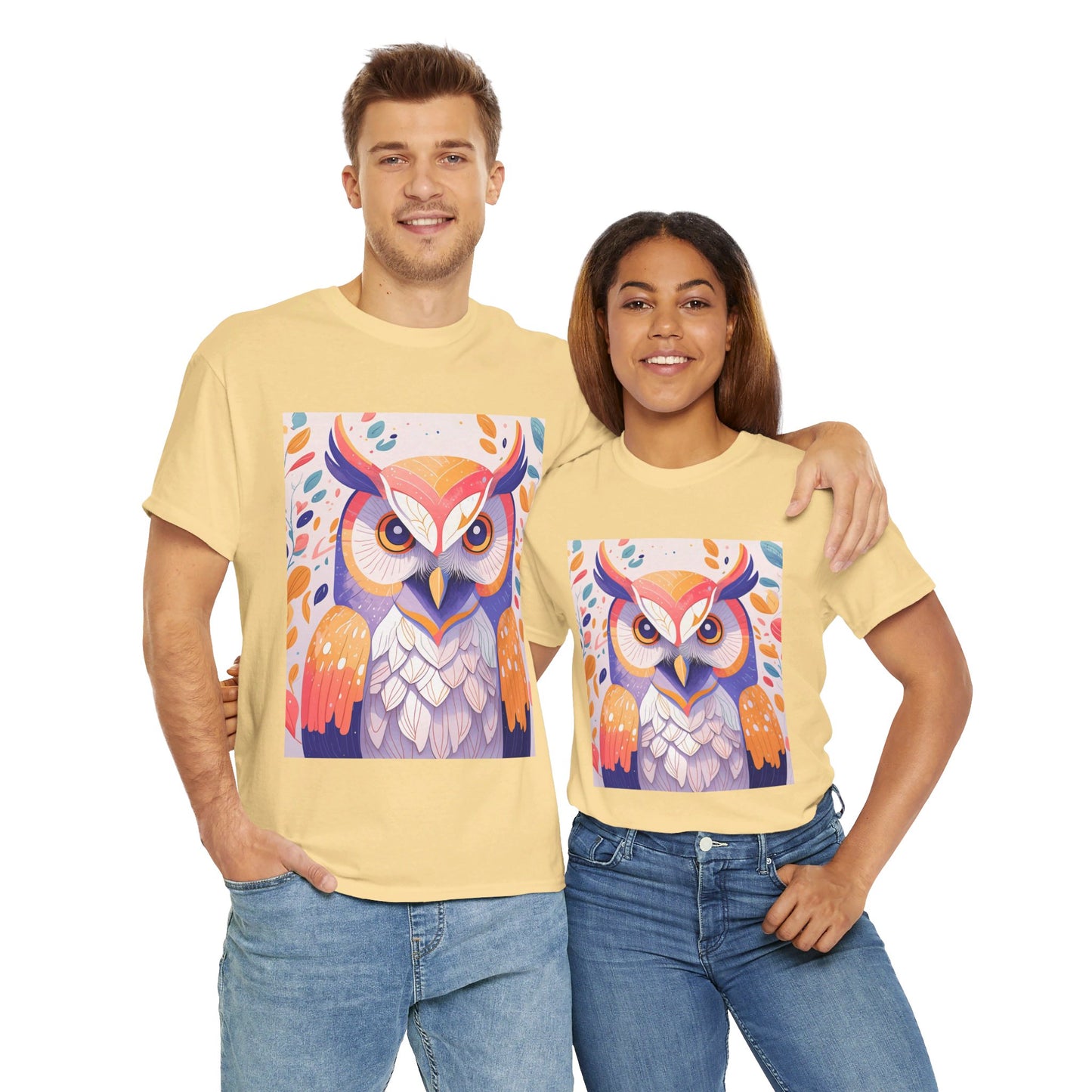 The Lovely Owl Print Modern Style Unisex Heavy Cotton Tee