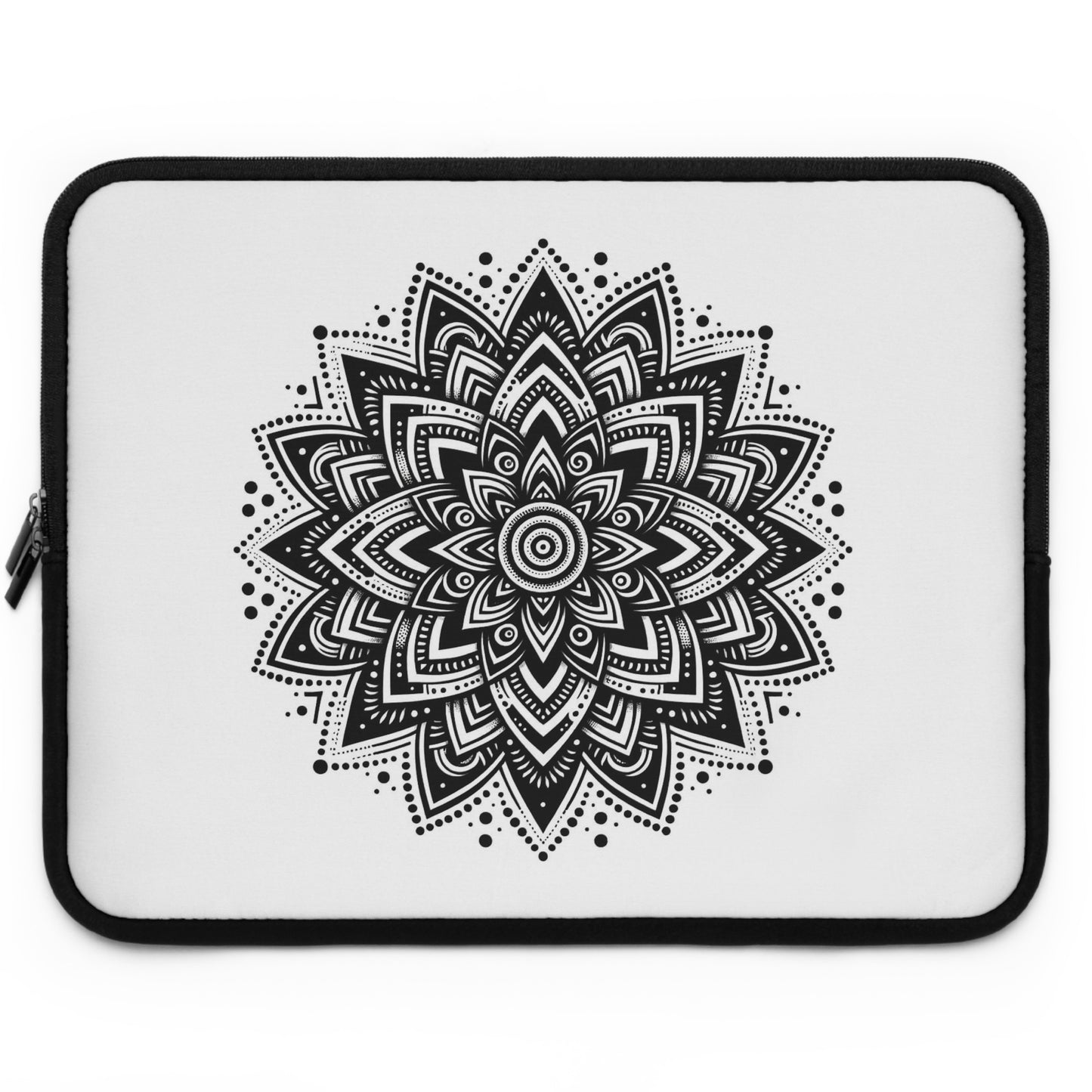 Chic Black Mandala Print Laptop Sleeve