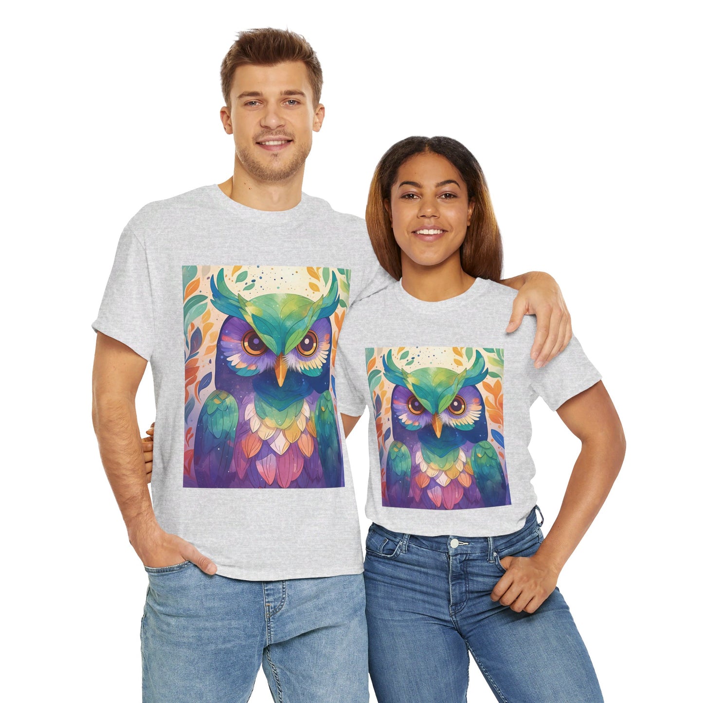 The Owl Print Modern Style Unisex Heavy Cotton Tee