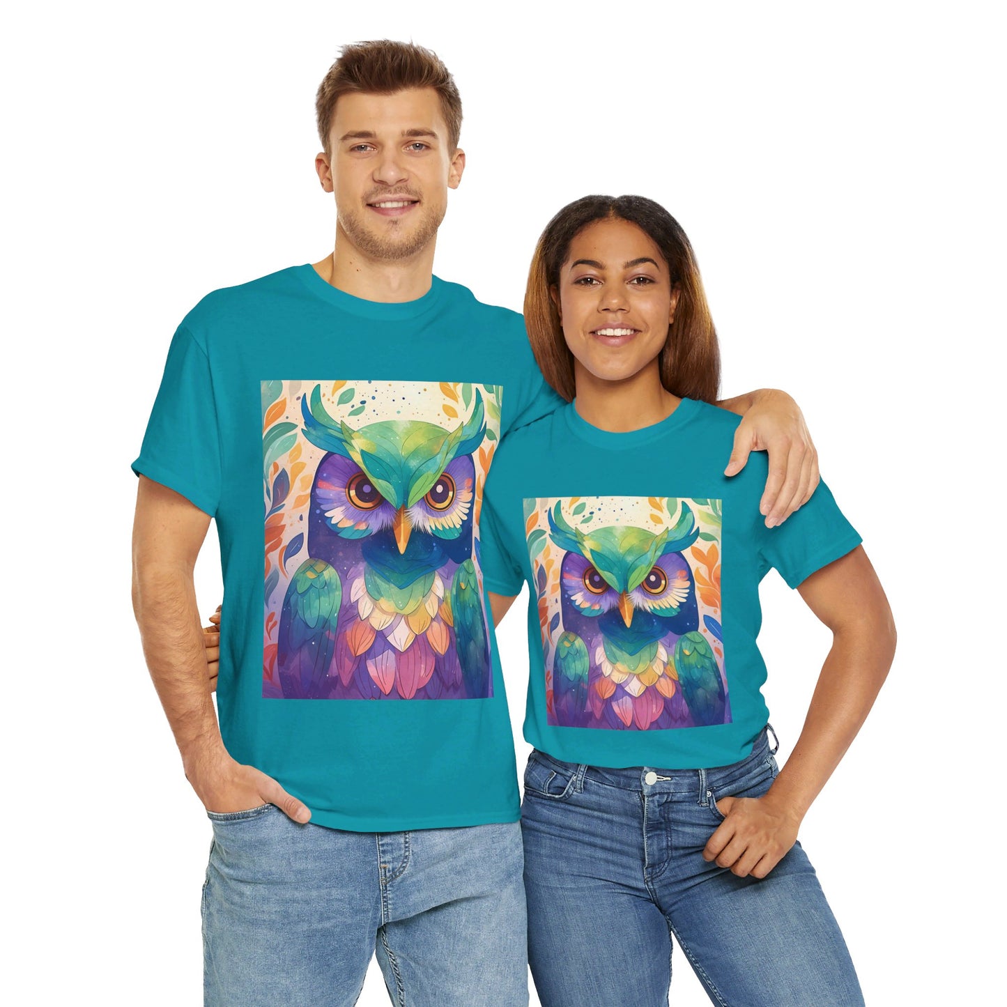 The Owl Print Modern Style Unisex Heavy Cotton Tee