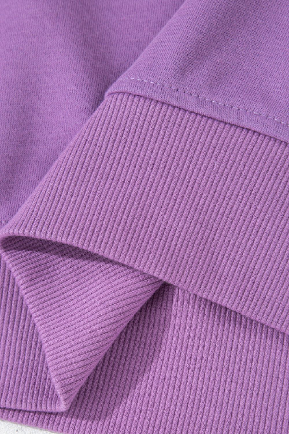 Lavender Contrast Round Neck Long Sleeve Sweatshirt