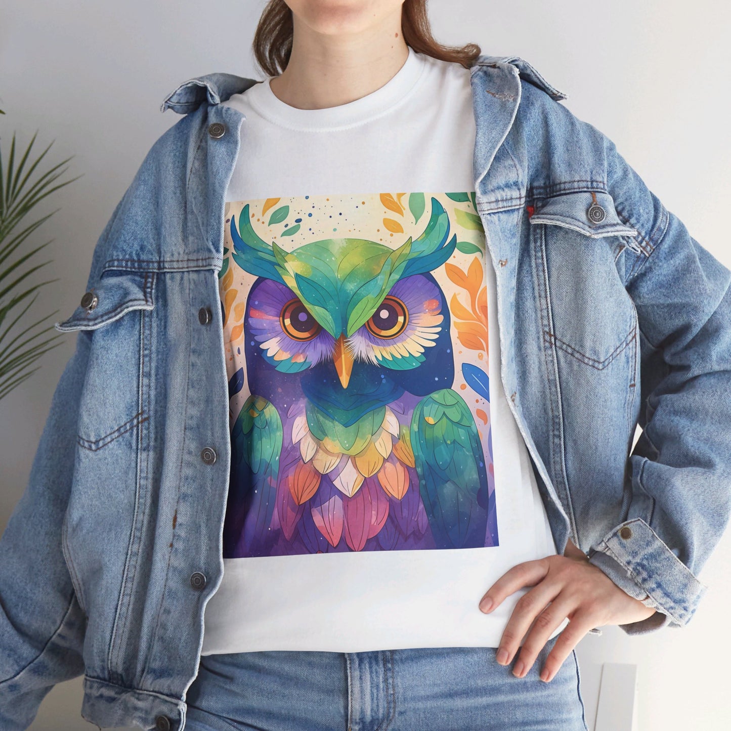 The Owl Print Modern Style Unisex Heavy Cotton Tee