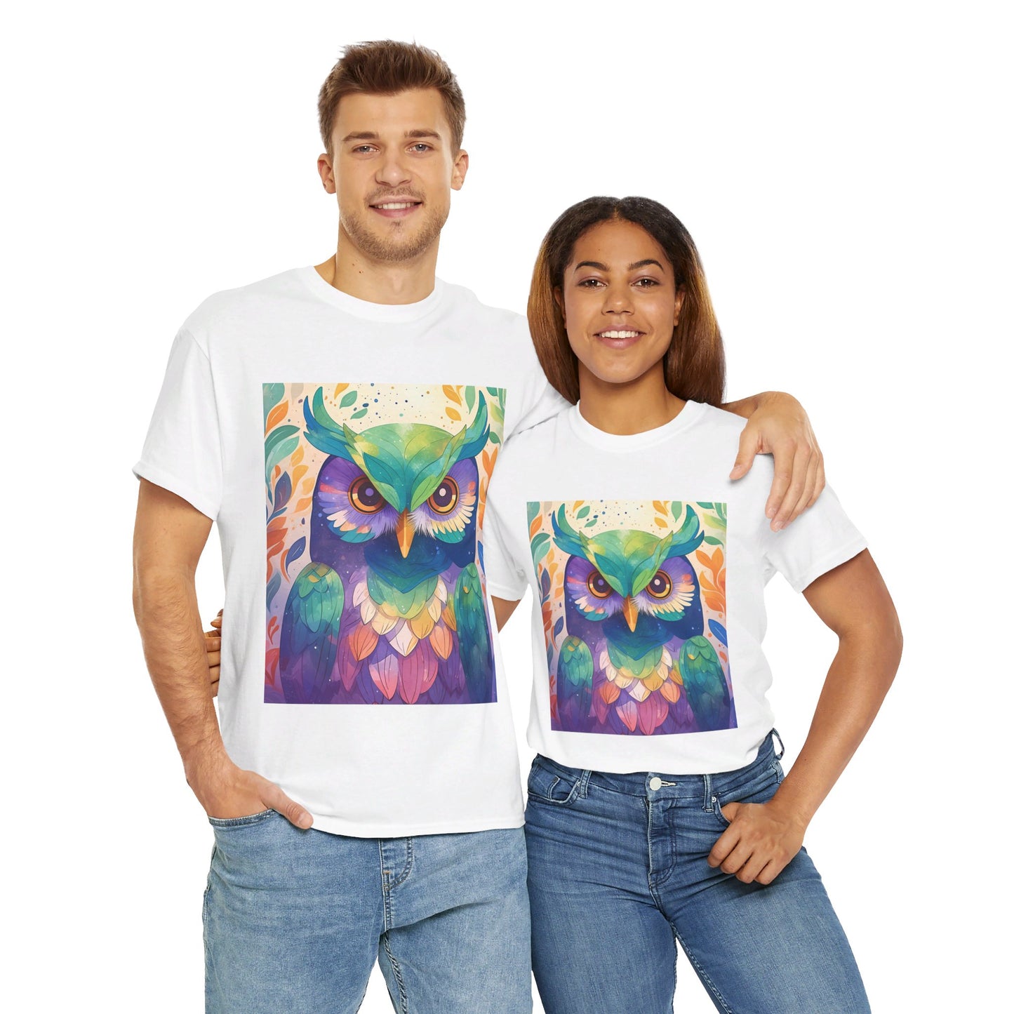 The Owl Print Modern Style Unisex Heavy Cotton Tee