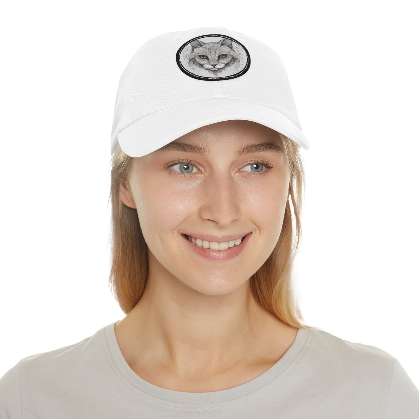 The Cat Dad Hat with Leather Patch Round
