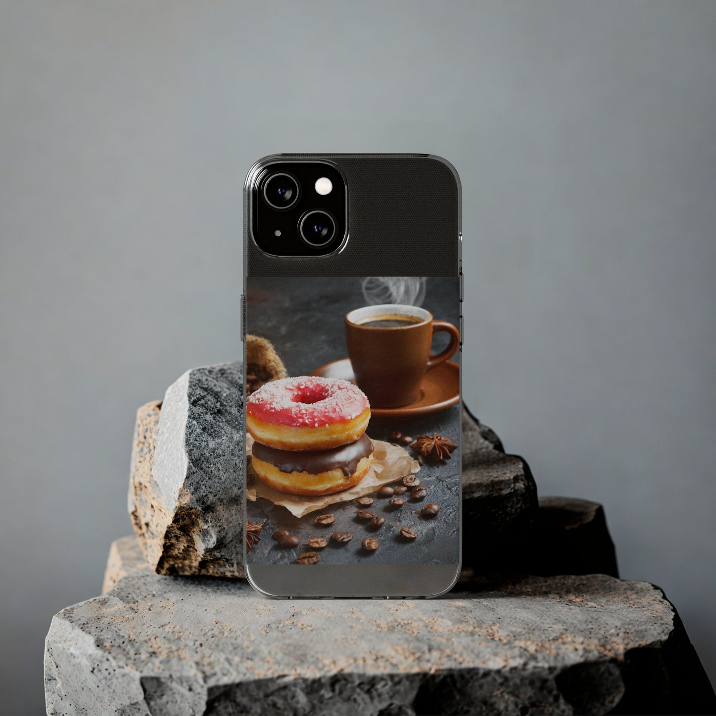 The Donuts And Coffee Clear Silicone Phone Cases