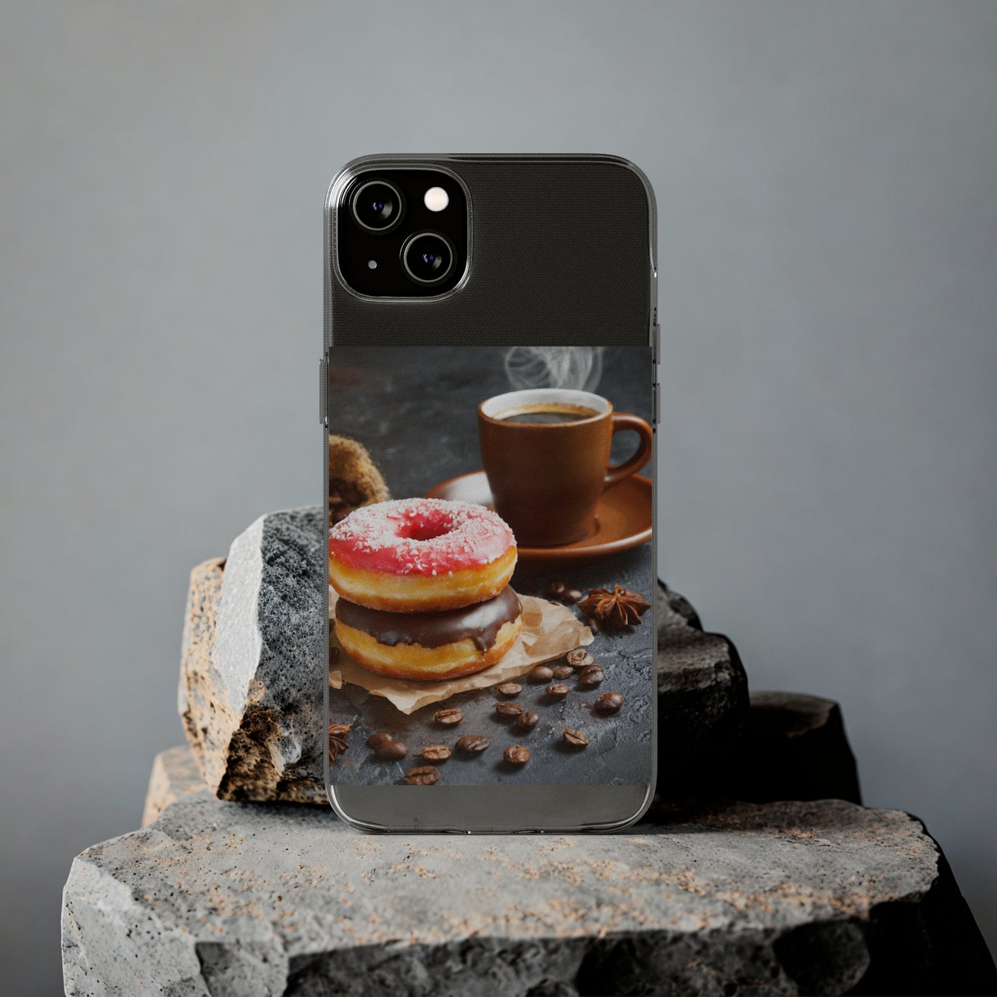 The Donuts And Coffee Clear Silicone Phone Cases