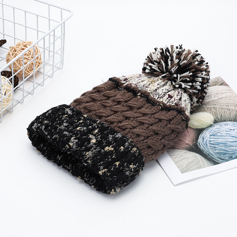 Chic Contrast Thermal Hat with Pompom
