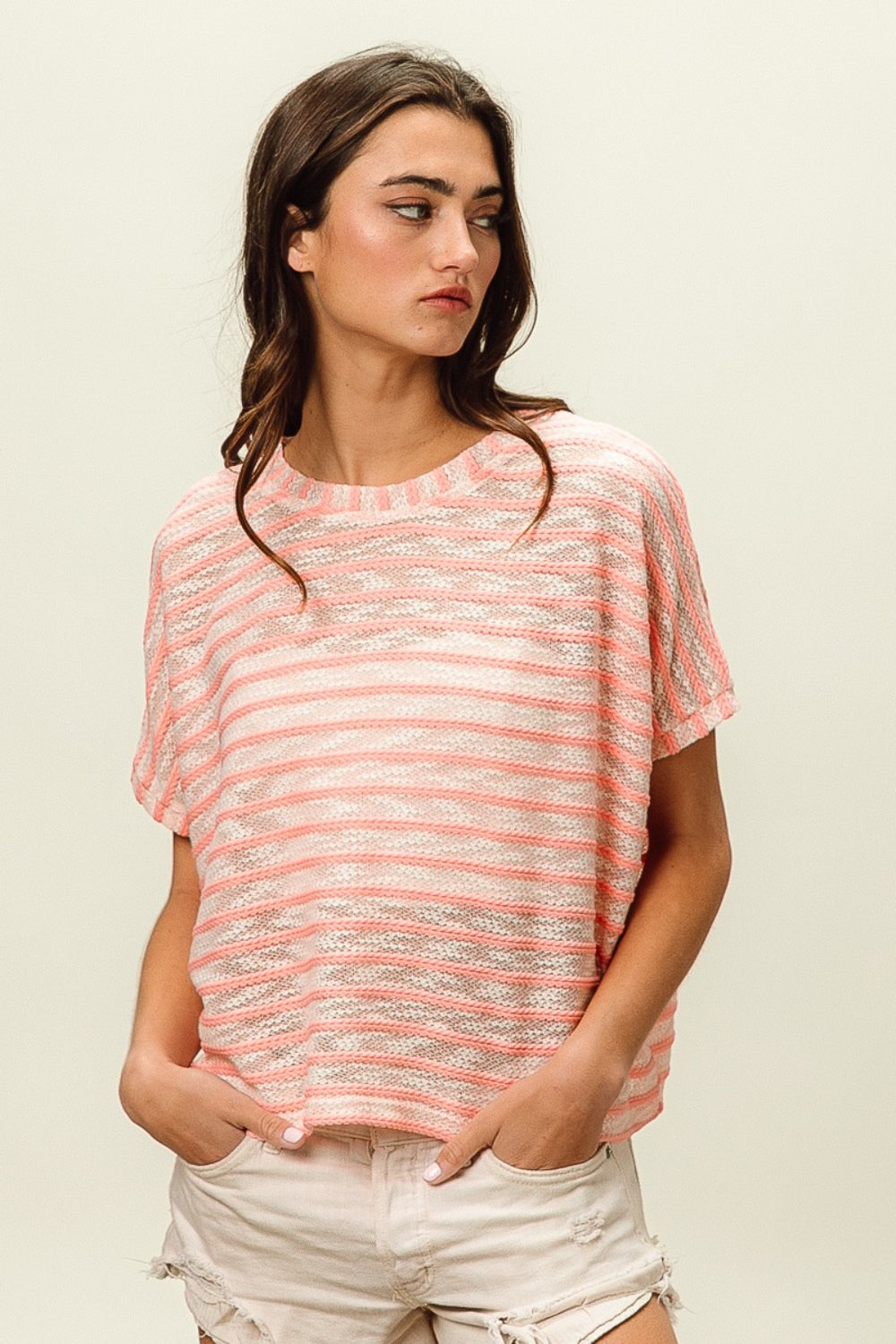 Striped Short Sleeve Round Neck T-Shirt