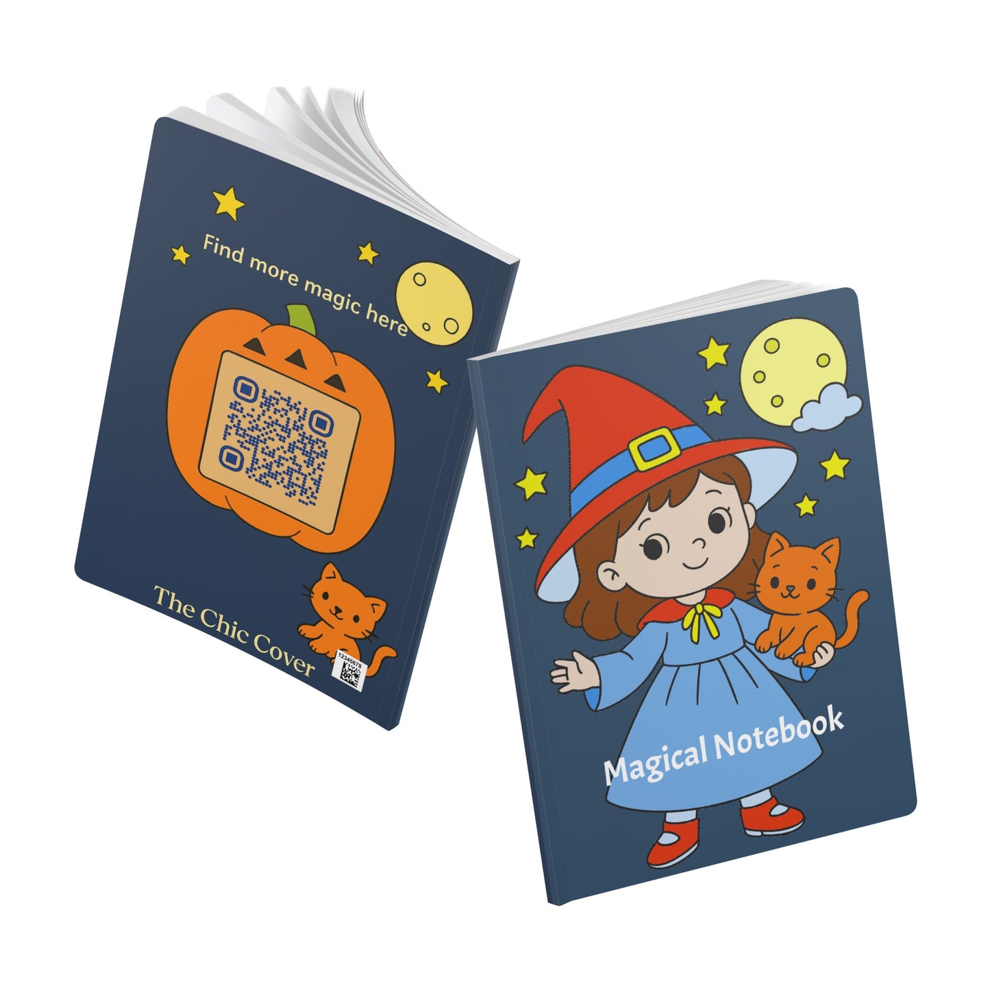Two notebooks with Halloween-themed designs on a white background