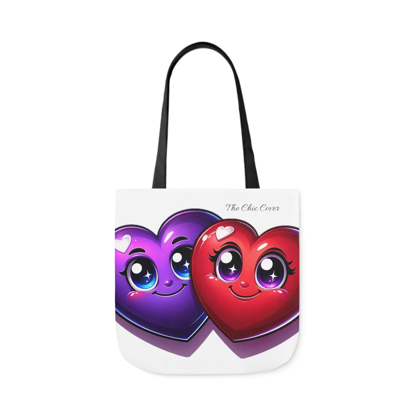 Hearts Polyester Canvas Tote Bag