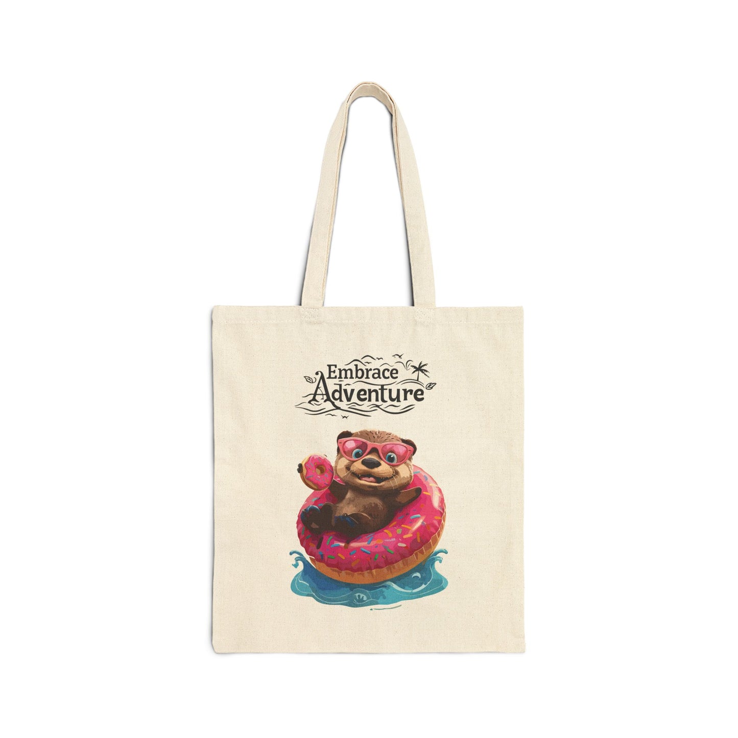 Embrace Adventure Tote Bag - Cute Otter Design - Eco-Friendly Cotton Canvas