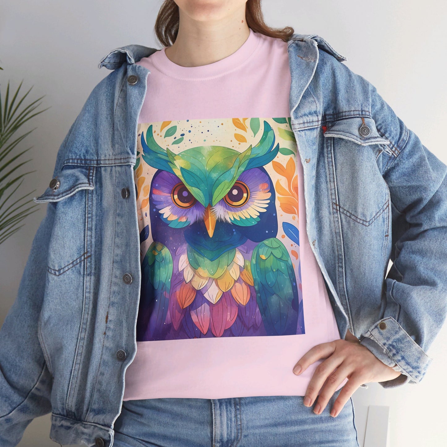 The Owl Print Modern Style Unisex Heavy Cotton Tee