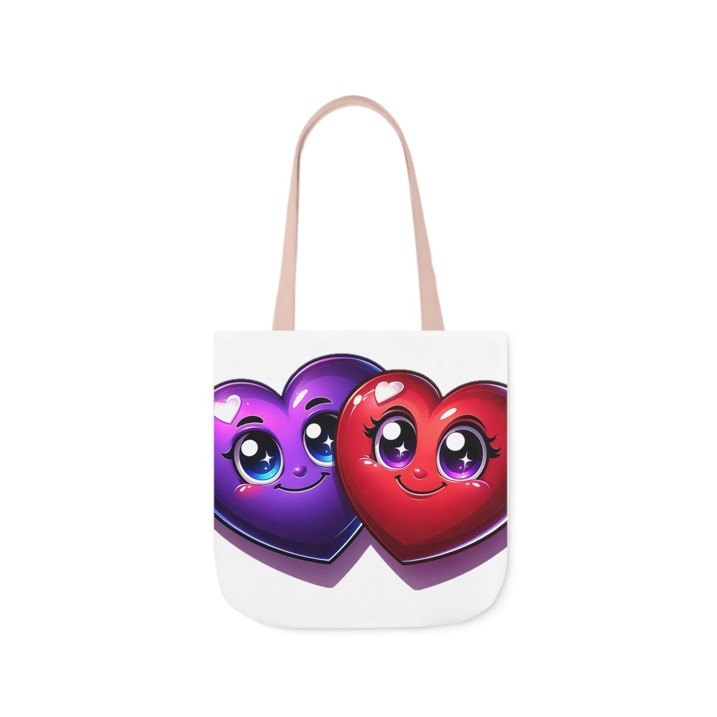 Hearts Polyester Canvas Tote Bag