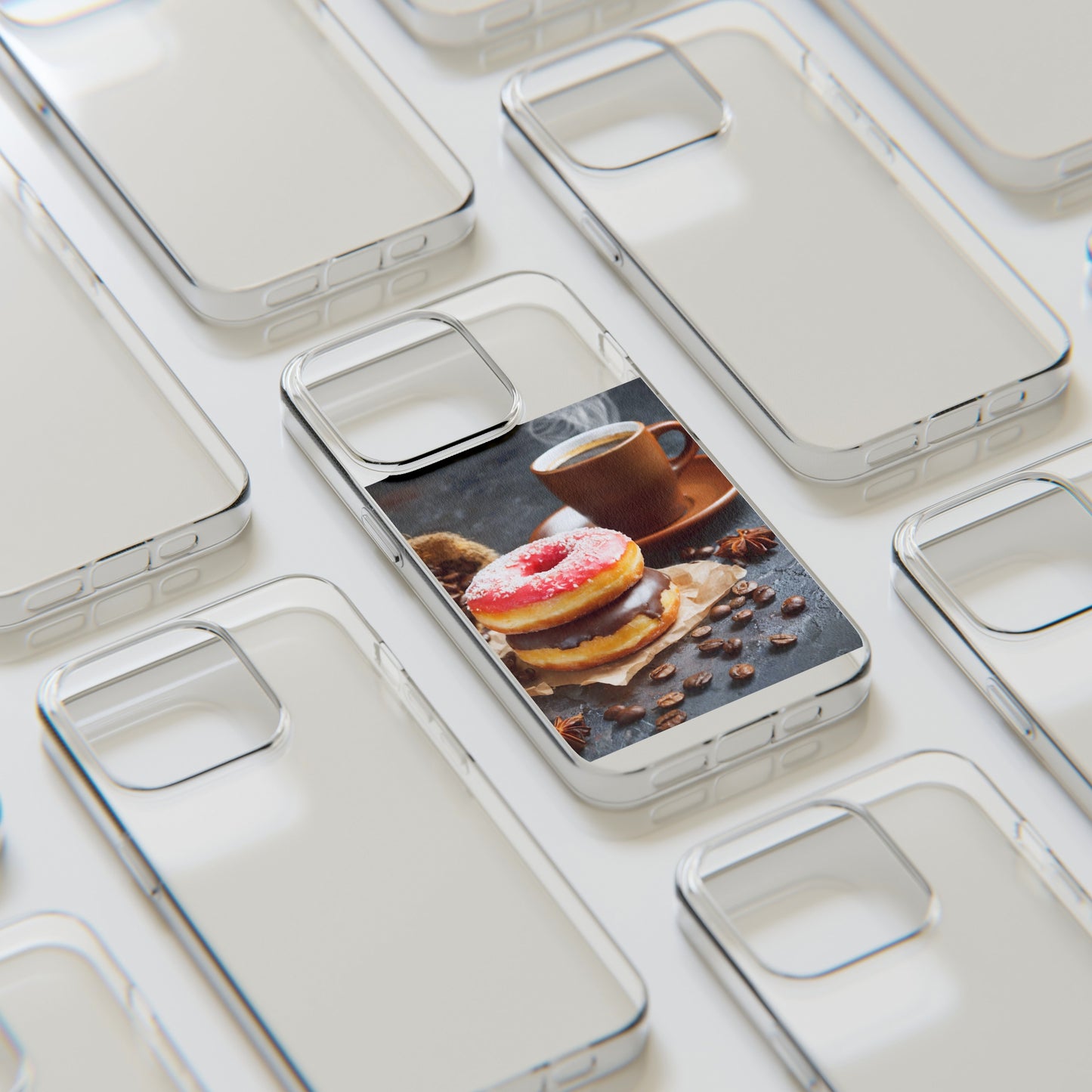 The Donuts And Coffee Clear Silicone Phone Cases