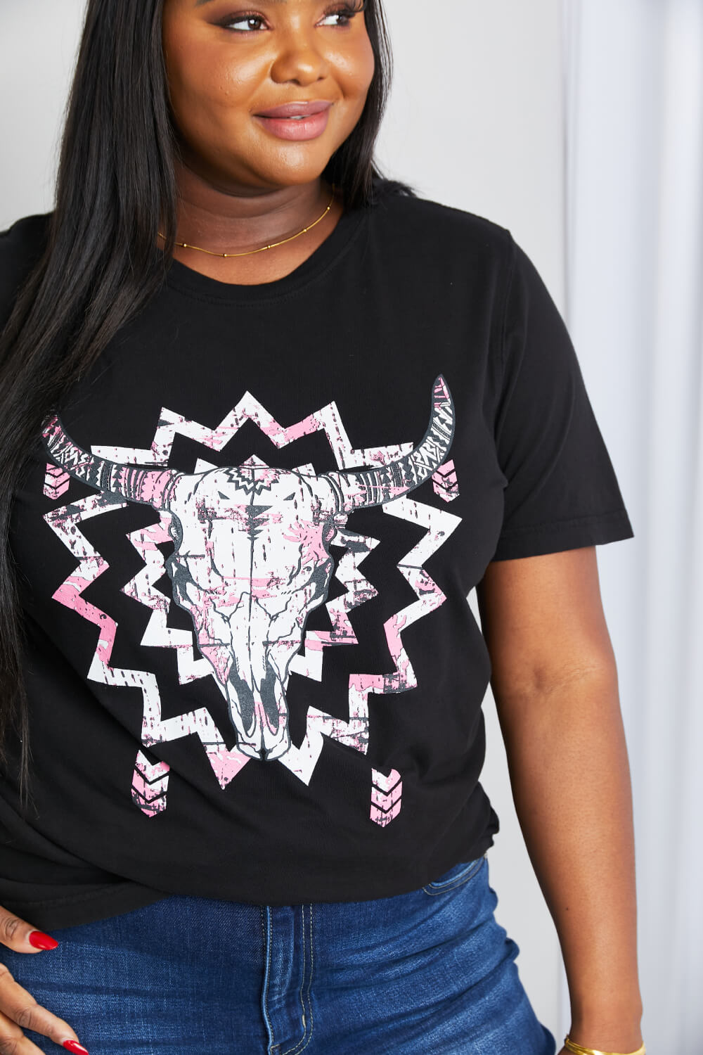 Full Size Graphic Round Neck Tee Shirt
