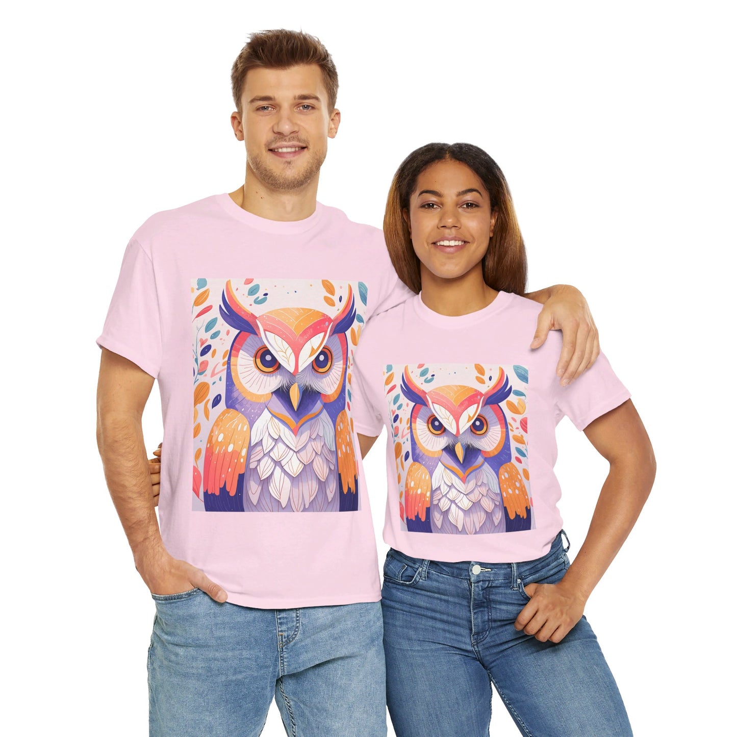 The Lovely Owl Print Modern Style Unisex Heavy Cotton Tee
