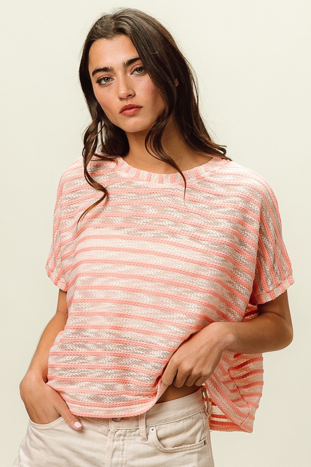 Striped Short Sleeve Round Neck T-Shirt