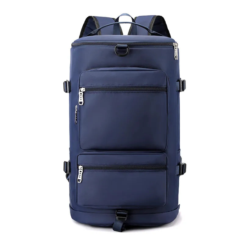 Blue backpack on a white background
