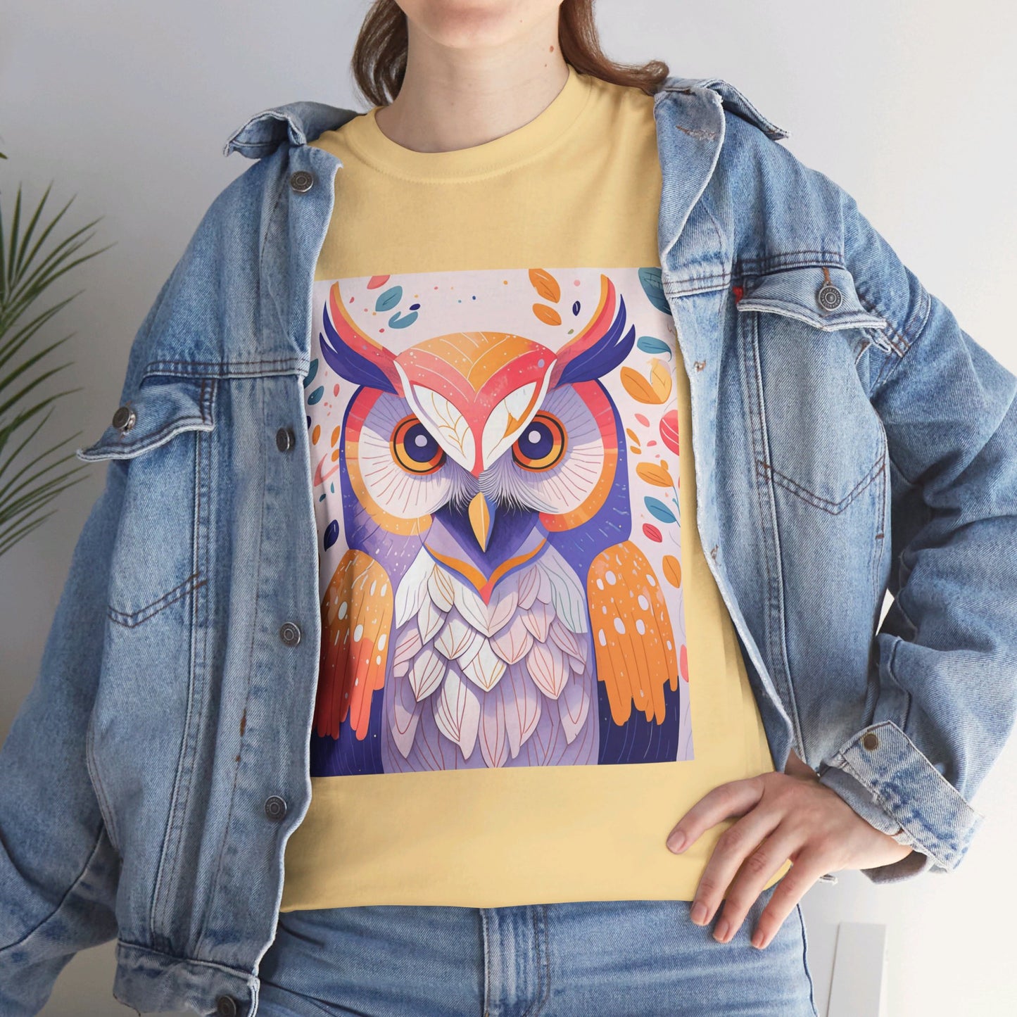 The Lovely Owl Print Modern Style Unisex Heavy Cotton Tee