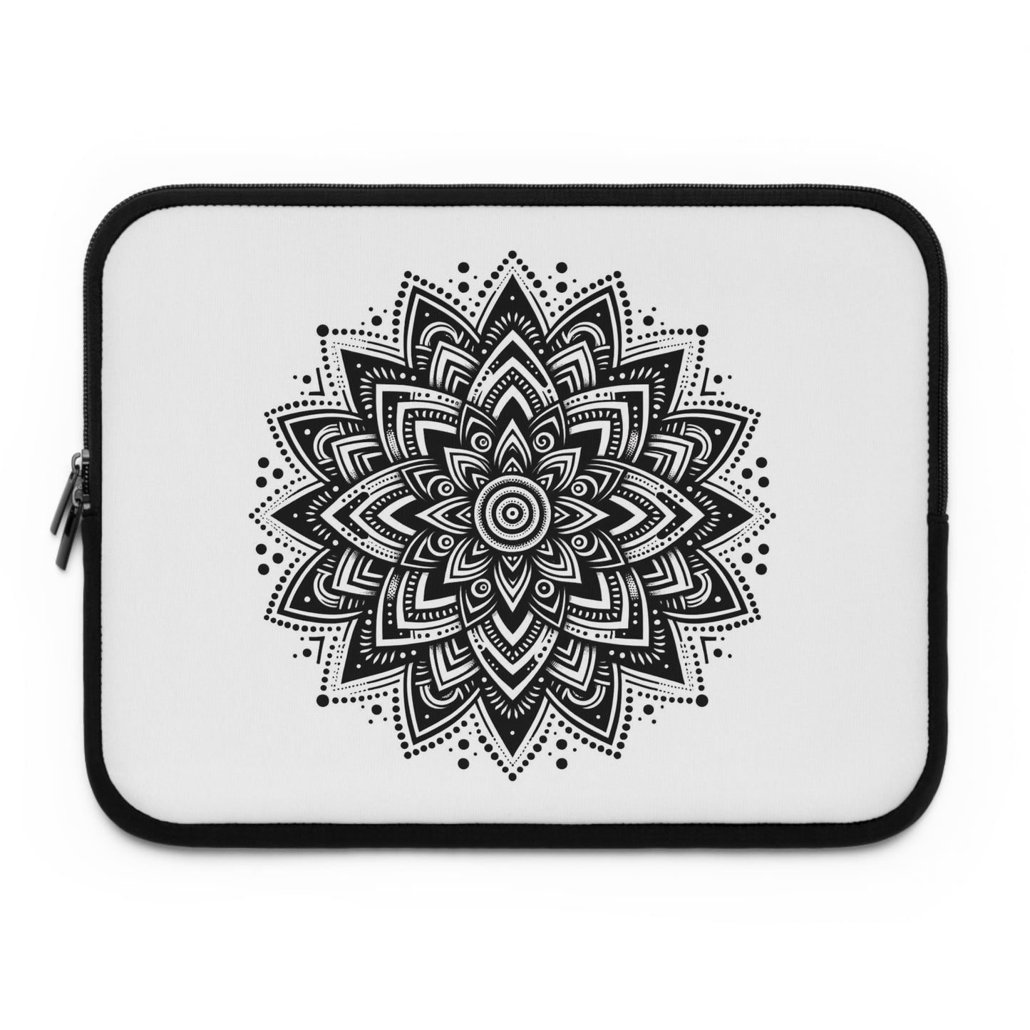 Chic Black Mandala Print Laptop Sleeve
