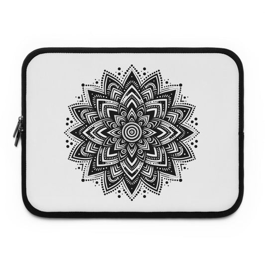 Chic Black Mandala Print Laptop Sleeve