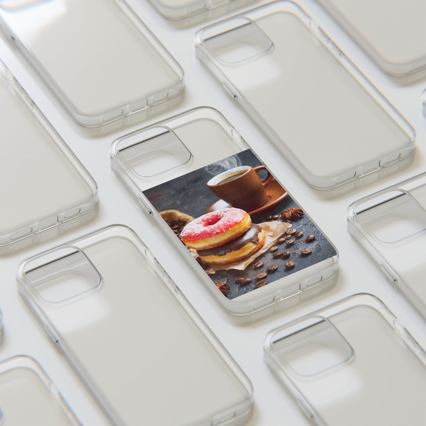 The Donuts And Coffee Clear Silicone Phone Cases