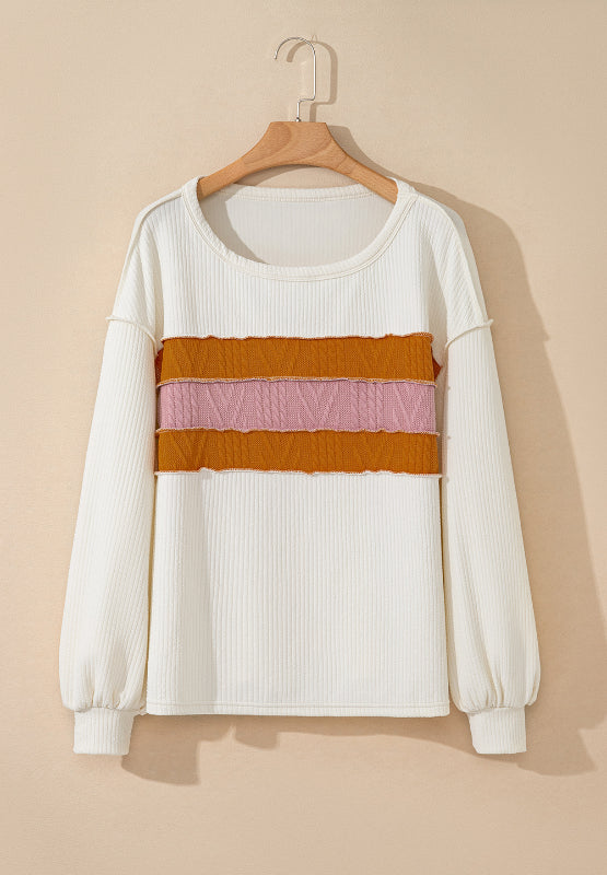 Chic Color Block Long Sleeve Sweatshirt