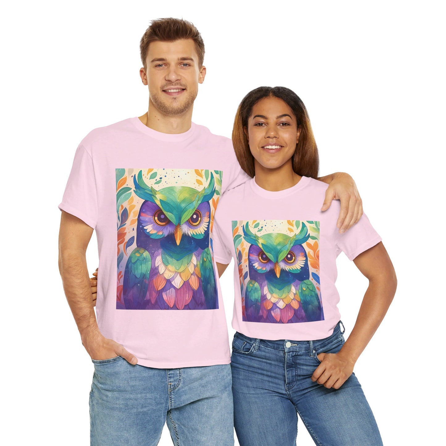 The Owl Print Modern Style Unisex Heavy Cotton Tee